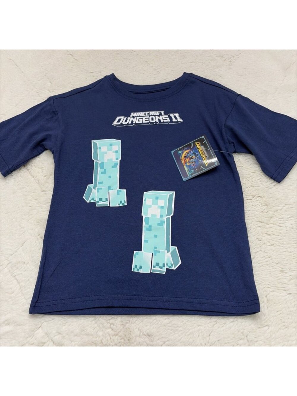 Minecraft Dungeons II Boys Tee NWT 8 Blue Creeper